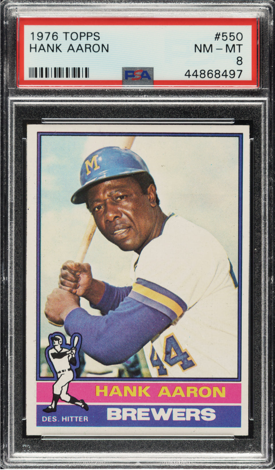 1976 Topps #550 Hank Aaron PSA 8