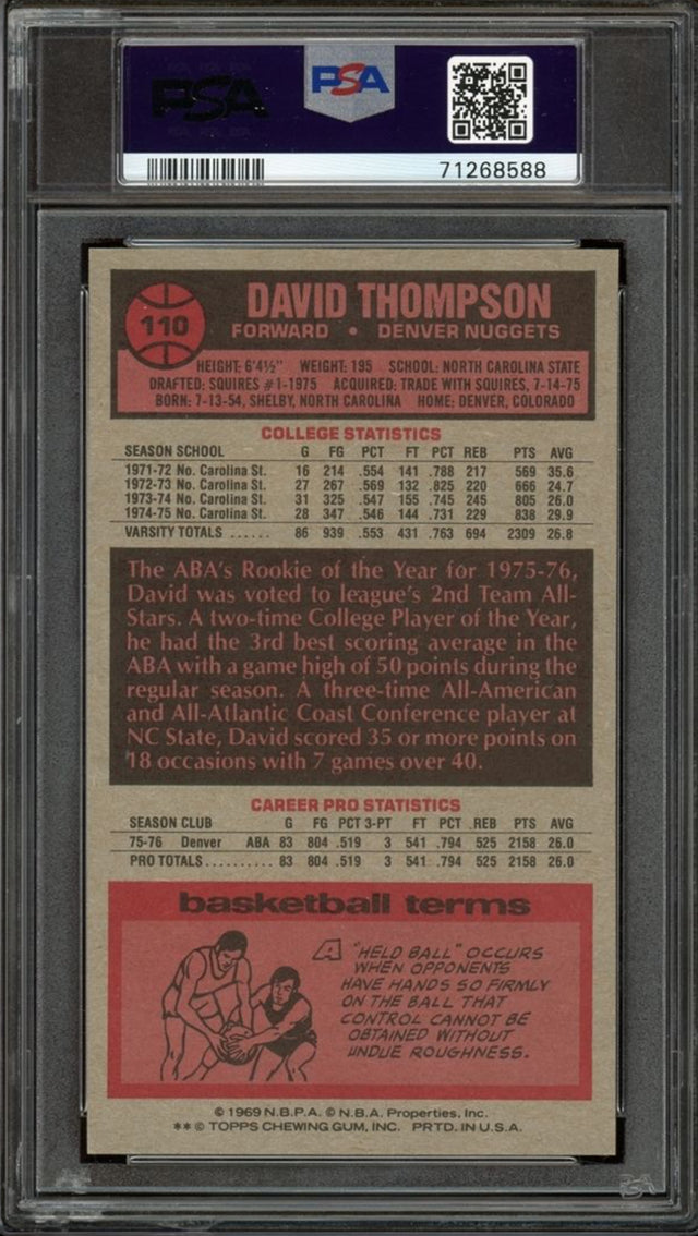 1976 Topps #110 David Thompson PSA 9