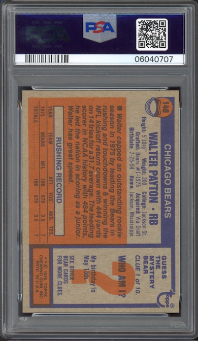 1976 Topps #148 Walter Payton ROOKIE PSA MINT 9