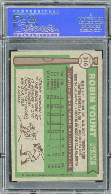 1976 Topps #316 Robin Yount PSA 9