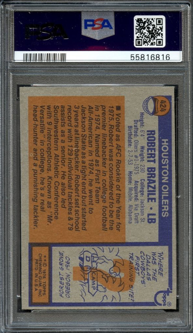 1976 Topps #424 Robert Brazile PSA 9