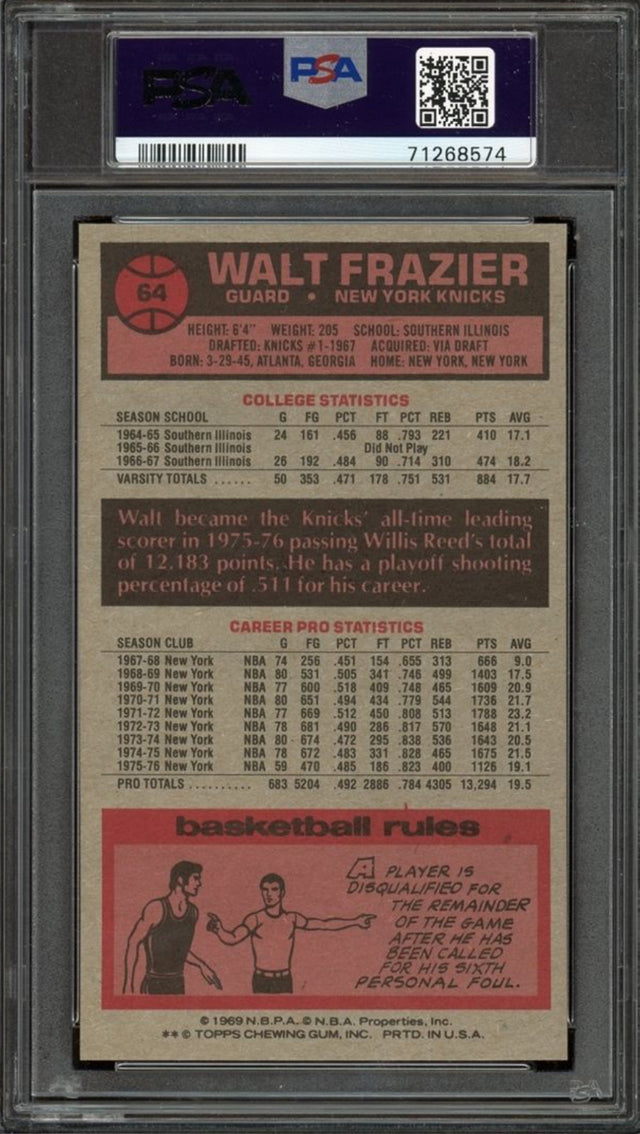 1976 Topps #64 Walt Frazier PSA 9