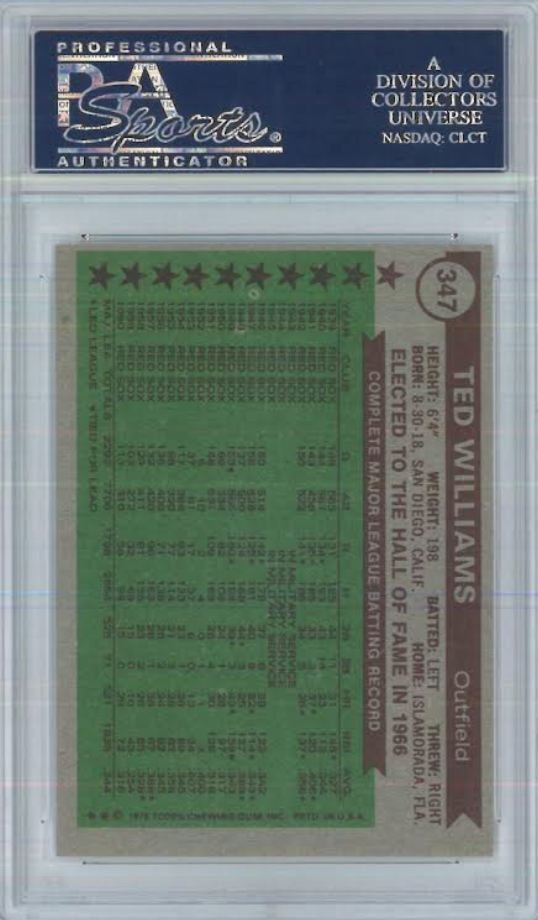 1976 Topps All Time All-Star #347 Ted Williams PSA NM-MT 8