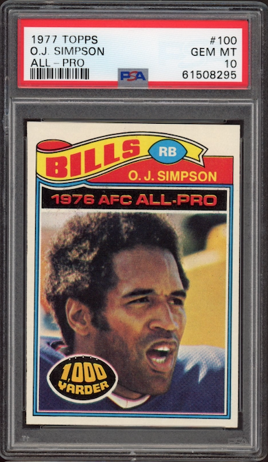 1977 Topps #100 O.J. Simpson All-Pro PSA GEM MINT 10