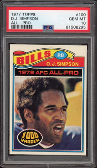 1977 Topps #100 O.J. Simpson All-Pro PSA GEM MINT 10