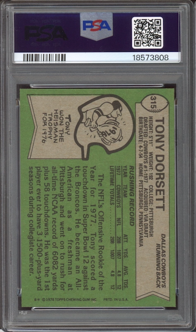 1978 Topps #315 Tony Dorsett ROOKIE PSA MINT 9