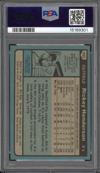 1980 Topps #482 Rickey Henderson ROOKIE PSA MINT 9