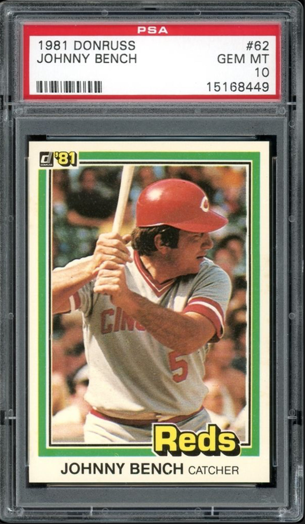 1981 Donruss #62 Johnny Bench PSA 10