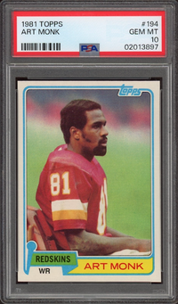1981 Topps #194 Art Monk ROOKIE PSA GEM MINT 10