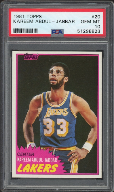 1981 Topps #20 Kareem Abdul-Jabbar PSA GEM MINT 10