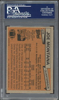 1981 Topps #216 Joe Montana ROOKIE PSA NM-MT 8