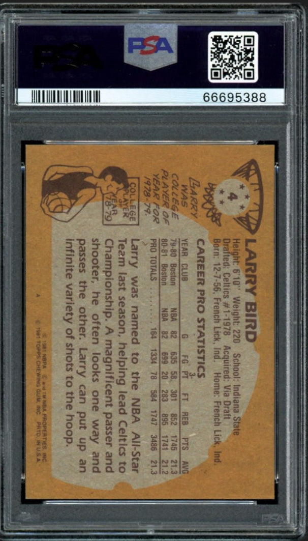 1981 Topps #4 Larry Bird PSA 9