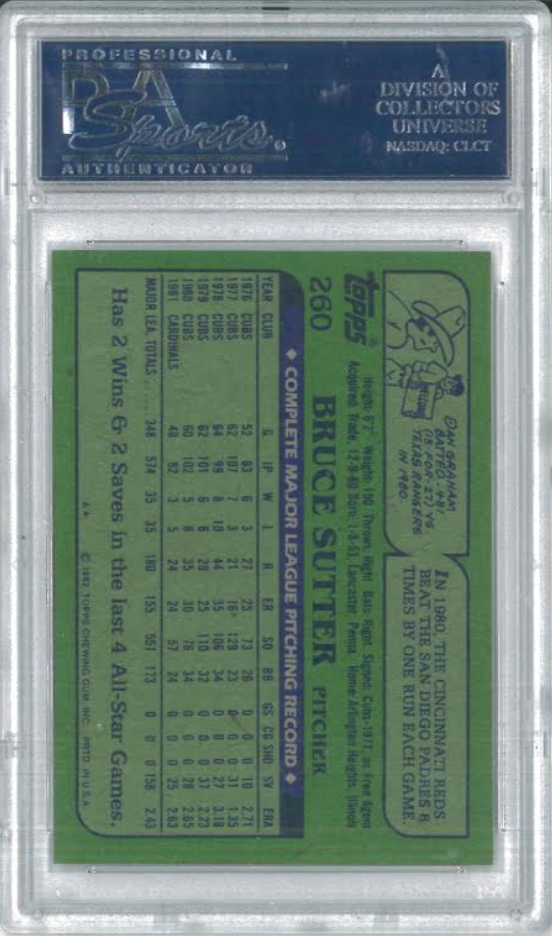 1982 Topps #260 Bruce Sutter PSA 10