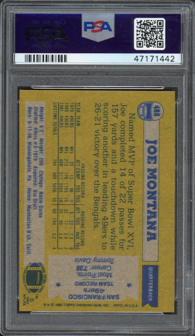 1982 Topps #488 Joe Montana All-Pro PSA 10