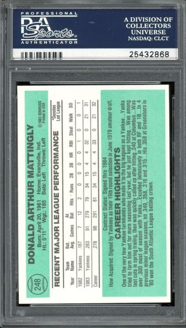1984 Donruss #248 Don Mattingly ROOKIE PSA MINT 9