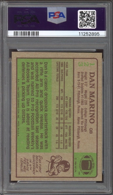 1984 Topps #123 Dan Marino ROOKIE PSA MINT 9