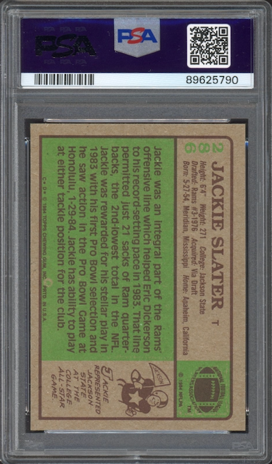 1984 Topps #286 Jackie Slater ROOKIE PSA MINT 9