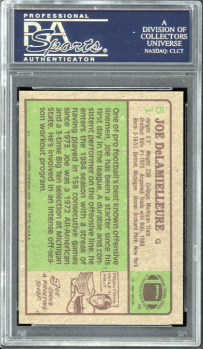 1984 Topps #51 Joe DeLamielleure PSA MINT 9