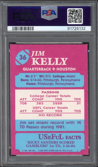1984 Topps USFL #36 Jim Kelly ROOKIE PSA MINT 9