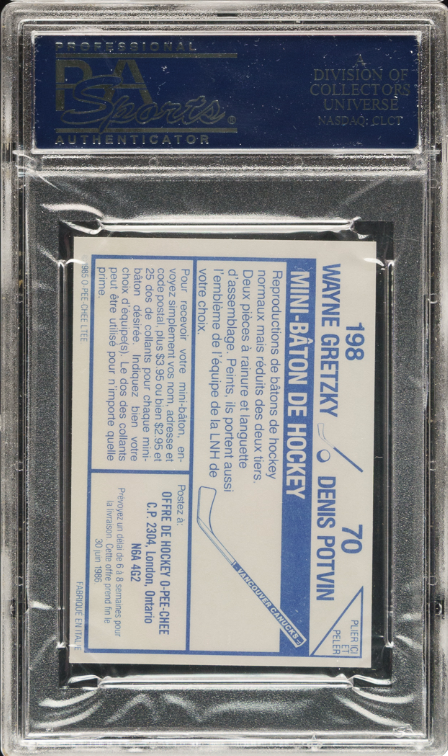 1985 O-Pee-Chee Sticker Dennis Potvin - 70 Wayne Gretzky - 198 PSA 9