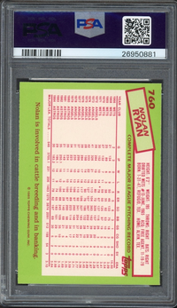 1985 Topps Tiffany #760 Nolan Ryan PSA GEM MINT 10