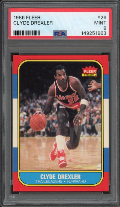 1986 Fleer #26 Clyde Drexler PSA MINT 9