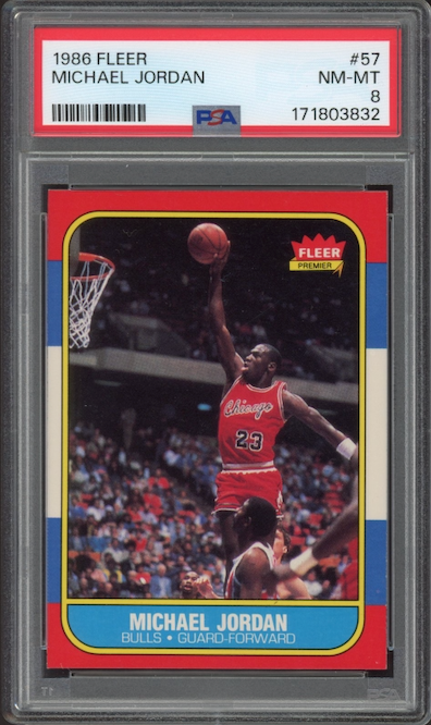 1986 Fleer #57 Michael Jordan ROOKIE PSA NM-MT 8