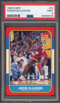 1986 Fleer #82 Akeem Olajuwon ROOKIE PSA MINT 9
