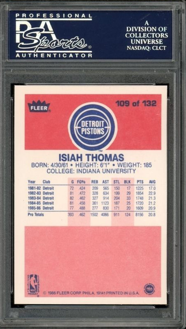 1986 Fleer #109 Isiah Thomas PSA 9