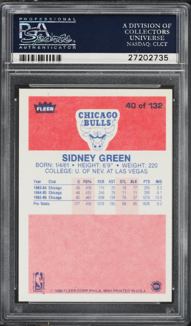 1986 Fleer #40 Sidney Green PSA 10