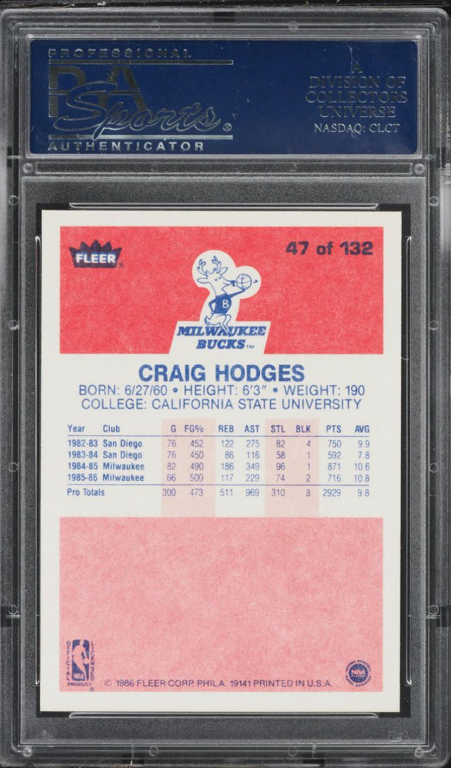 1986 Fleer #47 Craig Hodges PSA 10