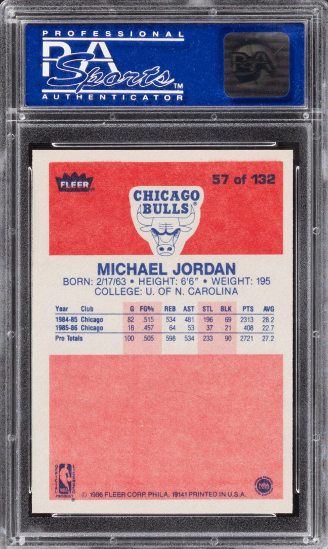 1986 Fleer #57 Michael Jordan PSA 8