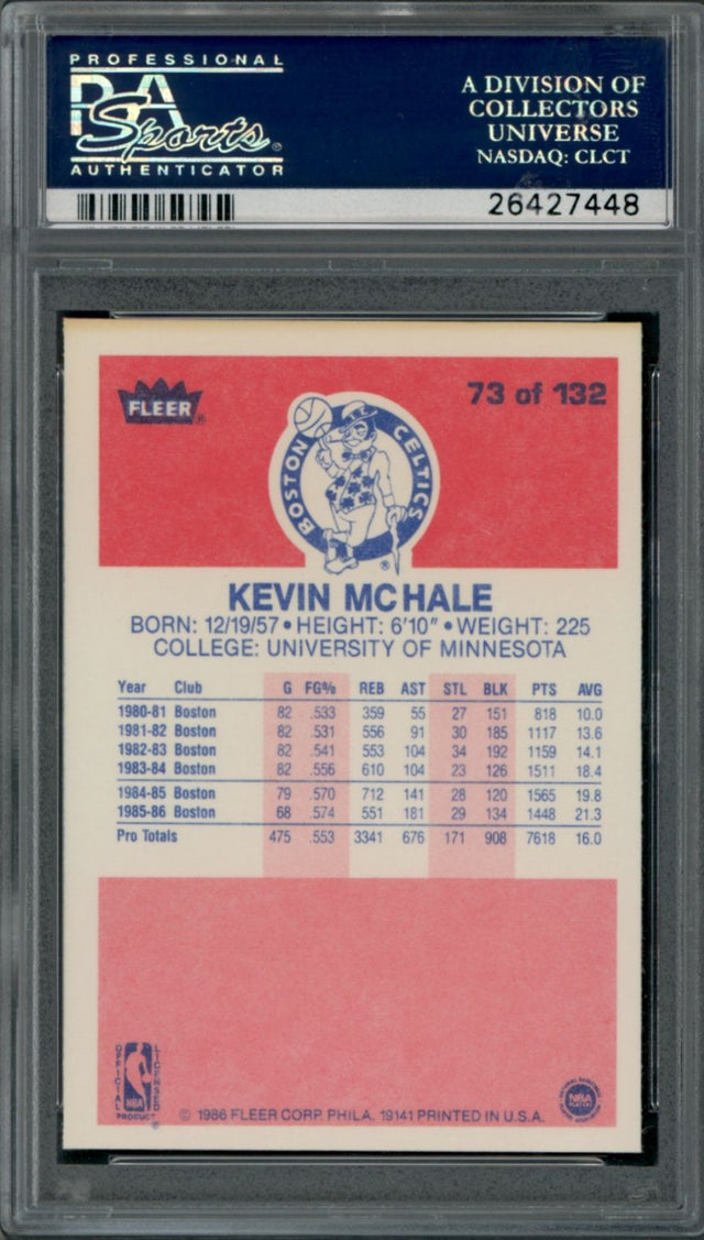 1986 Fleer #73 Kevin McHale PSA 10