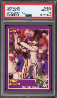 1989 Score #380S Eric Allen Supplemental ROOKIE PSA GEM MINT 10