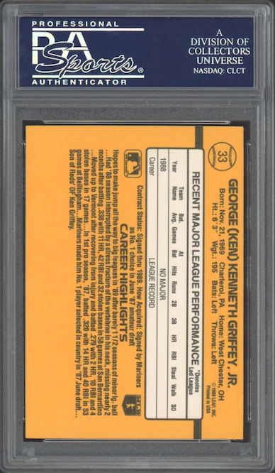 1989 Donruss #33 Ken Griffey Jr. ROOKIE PSA GEM MINT 10