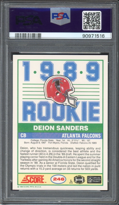 1989 Score #246 Deion Sanders ROOKIE PSA MINT 9