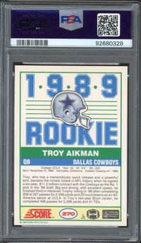 1989 Score #270 Troy Aikman ROOKIE PSA MINT 9