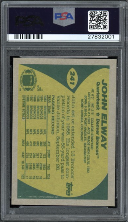 1989 Topps #241 John Elway PSA 10