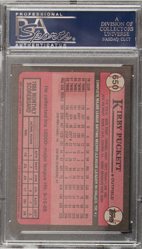 1989 Topps #650 Kirby Puckett PSA GEM MINT 10