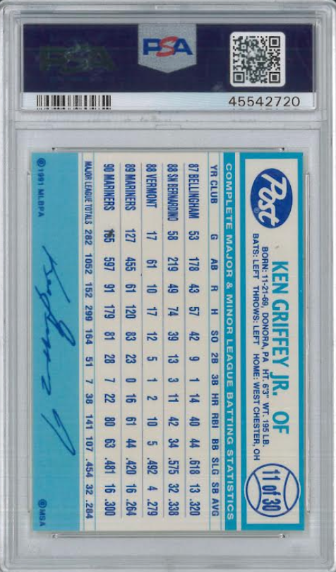 1991 Post Cereal #11 Ken Griffey Jr. PSA NM-MT 8