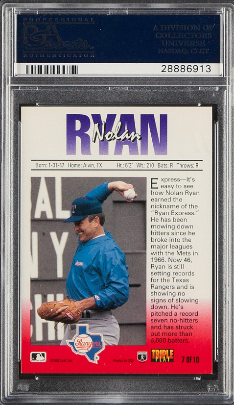 1993 Triple Play #7 Nolan Ryan PSA 10