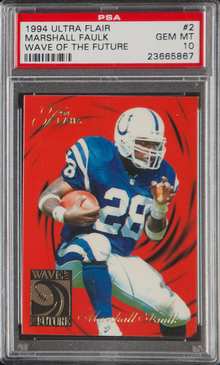 1994 Ultra Flair Wave of the Future #2 Marshall Faulk PSA 10