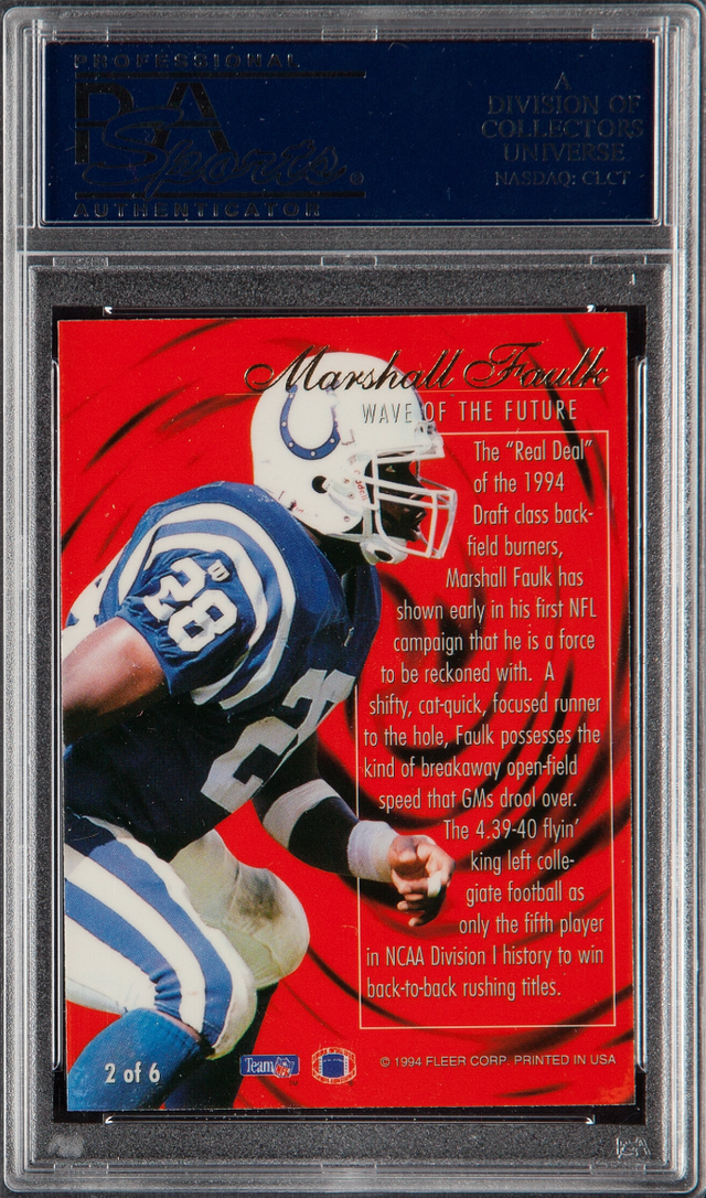 1994 Ultra Flair Wave of the Future #2 Marshall Faulk ROOKIE PSA GEM MINT 10