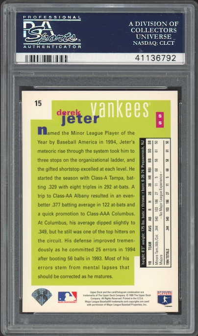 1995 Coll. Choice #15 Derek Jeter PSA 10