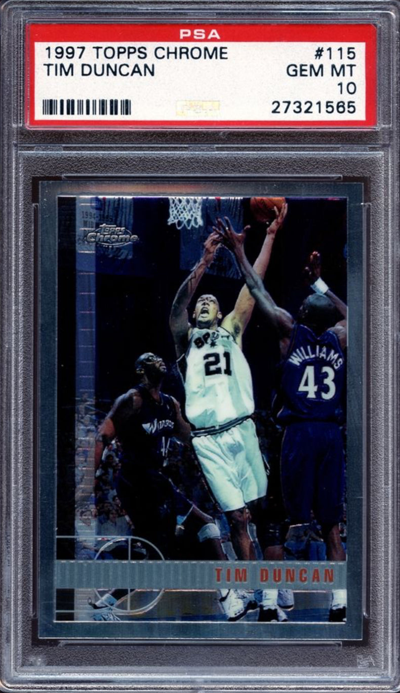 1997 Topps Chrome #115 Tim Duncan PSA 10