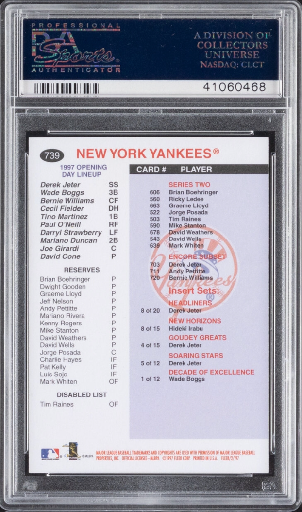 1997 Fleer Checklist #739 Derek Jeter PSA 10