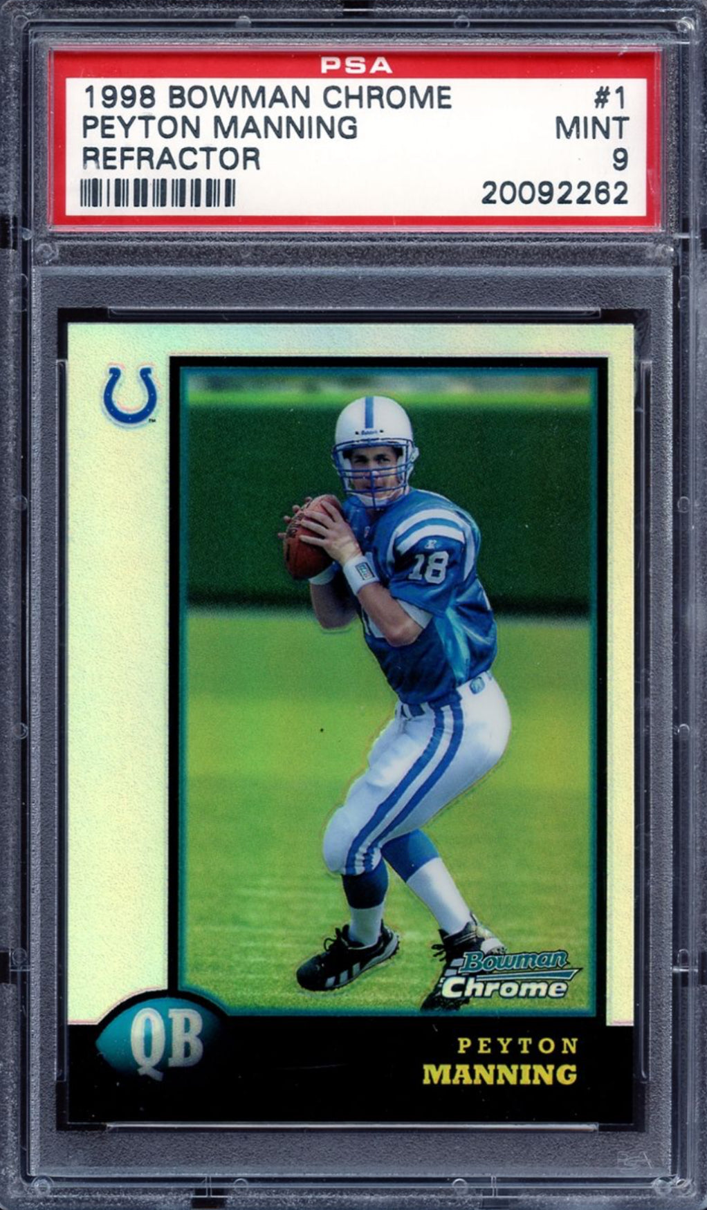 1998 Bowman Chrome Refractor #1 Peyton Manning PSA 9