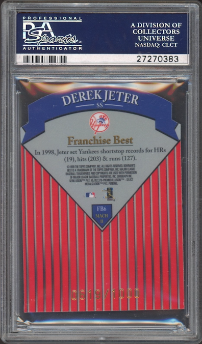 1999 Bowman’s Best #FB6 Derek Jeter Franchise Best - Mach II PSA 10