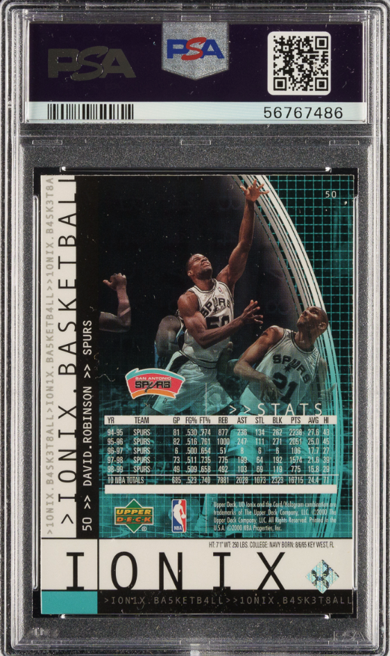 1999 U.D. Ionix #50 David Robinson PSA 10