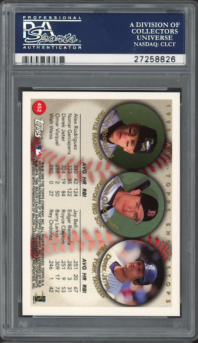 1999 Topps #452 A. Rodriguez/D. Jeter/N. Garciaparra PSA 10